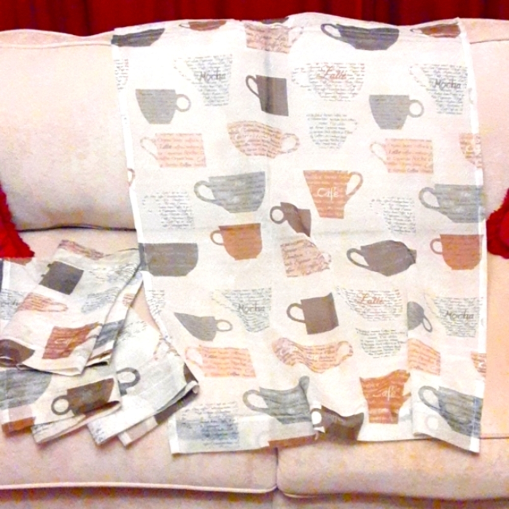 SOLD. 3-Piece Kitchen Curtain Set- Coffee Motif
